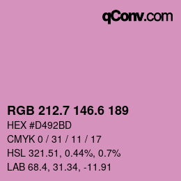 カラーコード: RGB 212.7 146.6 189 | qconv.com