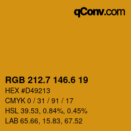 カラーコード: RGB 212.7 146.6 19 | qconv.com