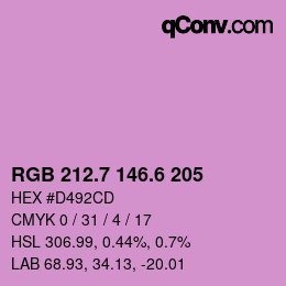 カラーコード: RGB 212.7 146.6 205 | qconv.com