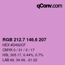カラーコード: RGB 212.7 146.6 207 | qconv.com