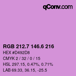 カラーコード: RGB 212.7 146.6 216 | qconv.com