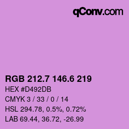 カラーコード: RGB 212.7 146.6 219 | qconv.com