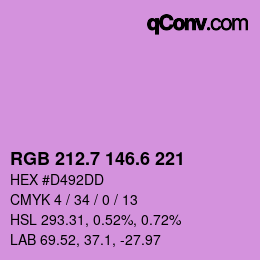 カラーコード: RGB 212.7 146.6 221 | qconv.com