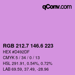 カラーコード: RGB 212.7 146.6 223 | qconv.com