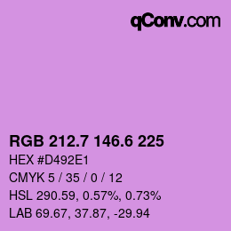 カラーコード: RGB 212.7 146.6 225 | qconv.com