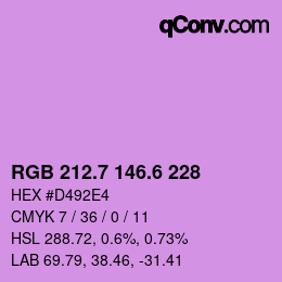 カラーコード: RGB 212.7 146.6 228 | qconv.com