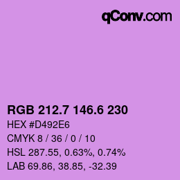 カラーコード: RGB 212.7 146.6 230 | qconv.com