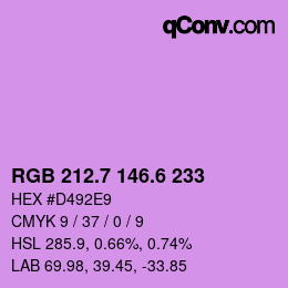 カラーコード: RGB 212.7 146.6 233 | qconv.com