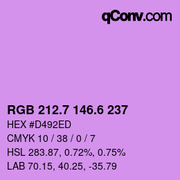 カラーコード: RGB 212.7 146.6 237 | qconv.com