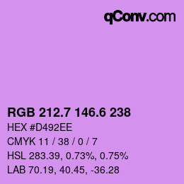 カラーコード: RGB 212.7 146.6 238 | qconv.com