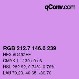 カラーコード: RGB 212.7 146.6 239 | qconv.com