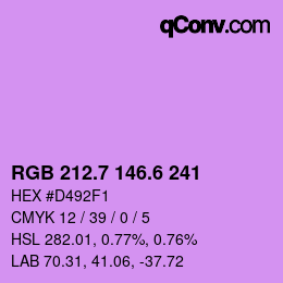 カラーコード: RGB 212.7 146.6 241 | qconv.com