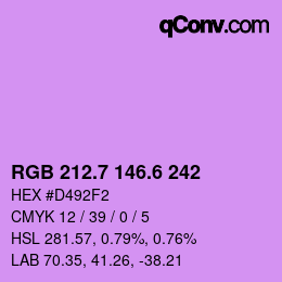 カラーコード: RGB 212.7 146.6 242 | qconv.com