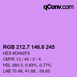 カラーコード: RGB 212.7 146.6 245 | qconv.com