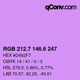 カラーコード: RGB 212.7 146.6 247 | qconv.com