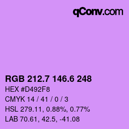 カラーコード: RGB 212.7 146.6 248 | qconv.com