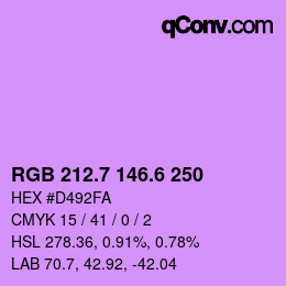 カラーコード: RGB 212.7 146.6 250 | qconv.com