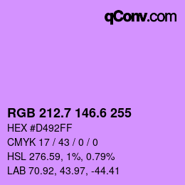 カラーコード: RGB 212.7 146.6 255 | qconv.com