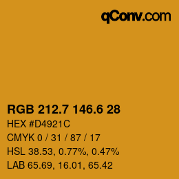 カラーコード: RGB 212.7 146.6 28 | qconv.com