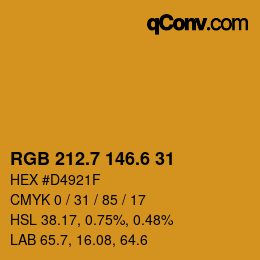 カラーコード: RGB 212.7 146.6 31 | qconv.com
