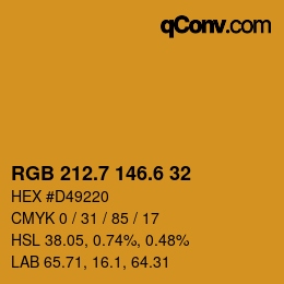 カラーコード: RGB 212.7 146.6 32 | qconv.com