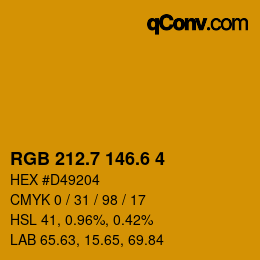 カラーコード: RGB 212.7 146.6 4 | qconv.com