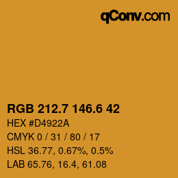 カラーコード: RGB 212.7 146.6 42 | qconv.com
