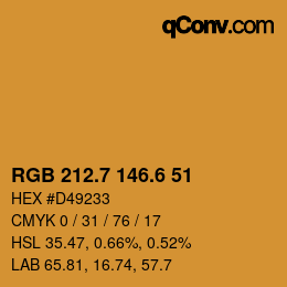 カラーコード: RGB 212.7 146.6 51 | qconv.com