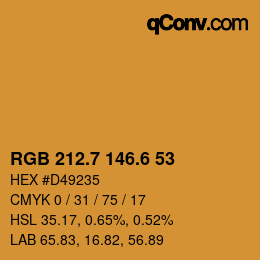 カラーコード: RGB 212.7 146.6 53 | qconv.com