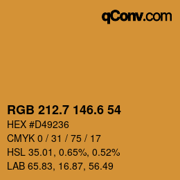 カラーコード: RGB 212.7 146.6 54 | qconv.com