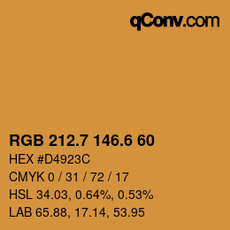 カラーコード: RGB 212.7 146.6 60 | qconv.com
