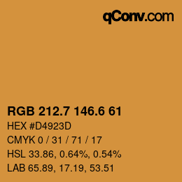 カラーコード: RGB 212.7 146.6 61 | qconv.com