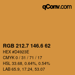 カラーコード: RGB 212.7 146.6 62 | qconv.com