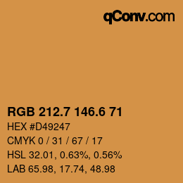 カラーコード: RGB 212.7 146.6 71 | qconv.com