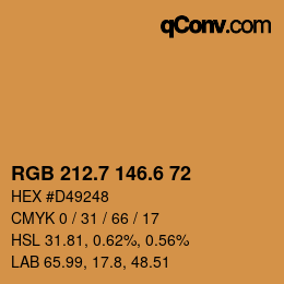 カラーコード: RGB 212.7 146.6 72 | qconv.com