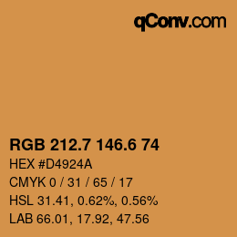 カラーコード: RGB 212.7 146.6 74 | qconv.com