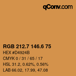 カラーコード: RGB 212.7 146.6 75 | qconv.com