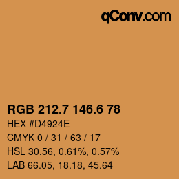 カラーコード: RGB 212.7 146.6 78 | qconv.com