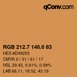 カラーコード: RGB 212.7 146.6 83 | qconv.com