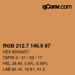 カラーコード: RGB 212.7 146.6 87 | qconv.com