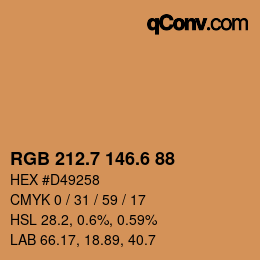 カラーコード: RGB 212.7 146.6 88 | qconv.com