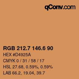 カラーコード: RGB 212.7 146.6 90 | qconv.com