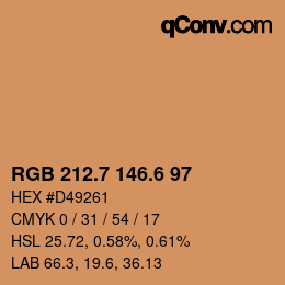 カラーコード: RGB 212.7 146.6 97 | qconv.com