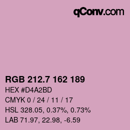カラーコード: RGB 212.7 162 189 | qconv.com