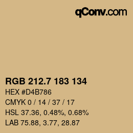 カラーコード: RGB 212.7 183 134 | qconv.com