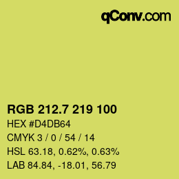 カラーコード: RGB 212.7 219 100 | qconv.com