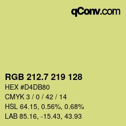 カラーコード: RGB 212.7 219 128 | qconv.com