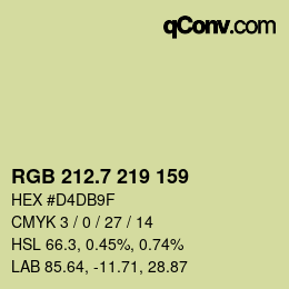 カラーコード: RGB 212.7 219 159 | qconv.com