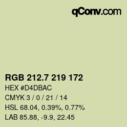 カラーコード: RGB 212.7 219 172 | qconv.com