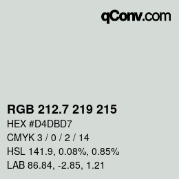 カラーコード: RGB 212.7 219 215 | qconv.com